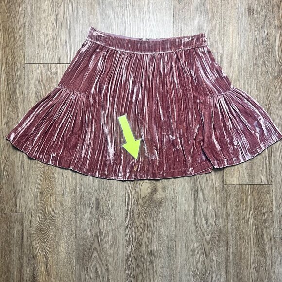 Madewell Skirt Size 6 Crushed Pink Velvet Like Mini Ruffle Skater Silk Blend - Picture 3 of 7